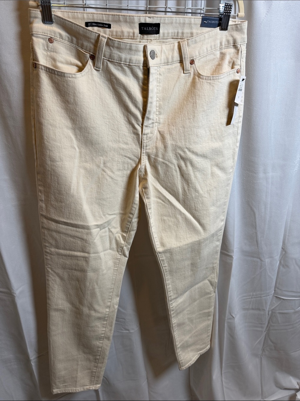 Talbots slim ankle Jean cream light tan 12 jeans
